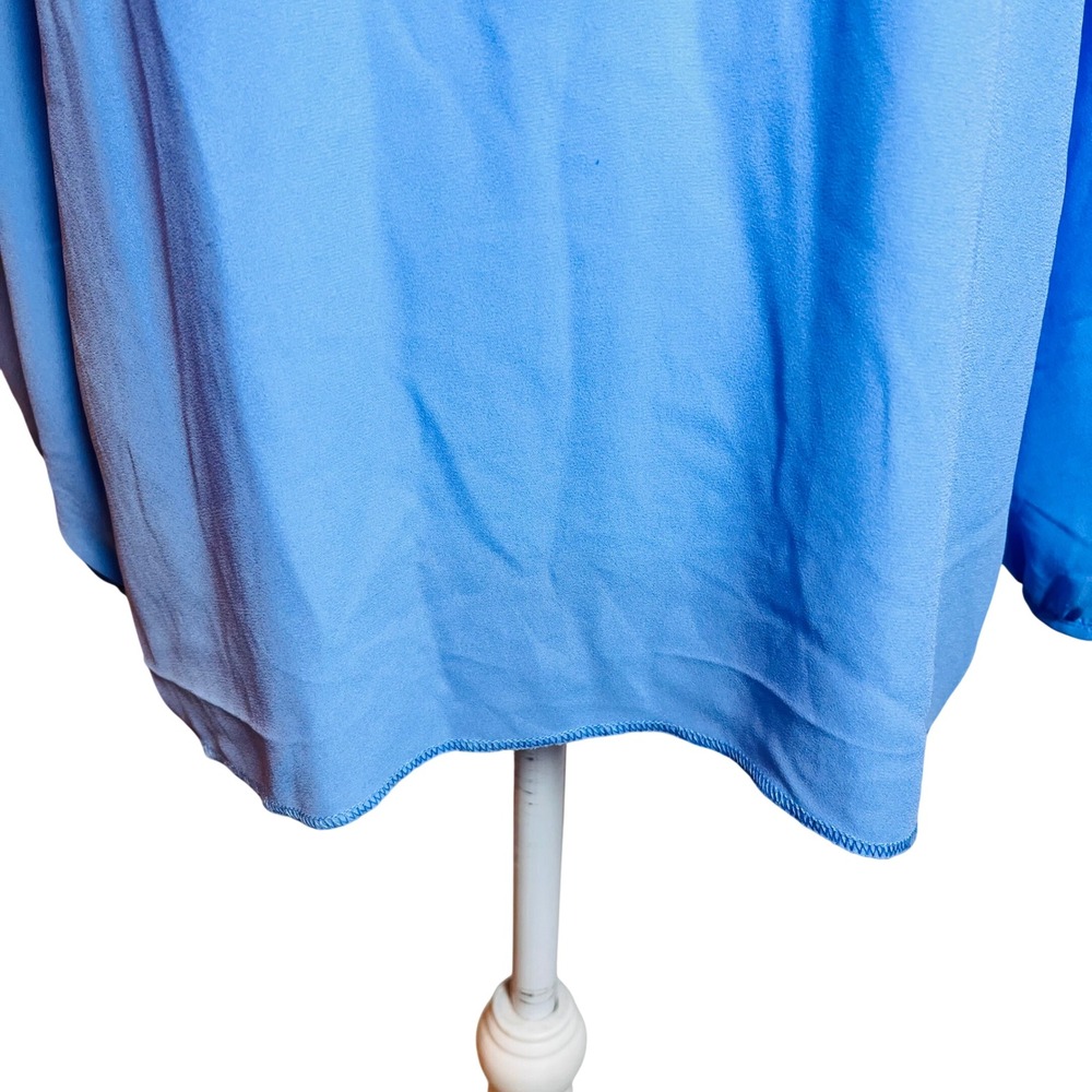 J. Crew Women Blue Long Sleeve Tie Back Gathered Neck Blouse Size 6 soft Classic - Picture 9 of 11